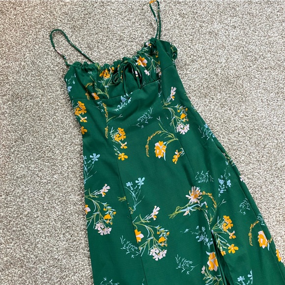 Urban Outfitters April Tie-Back Midi Slip Dress, Small, Green Floral EUC - Picture 4 of 12